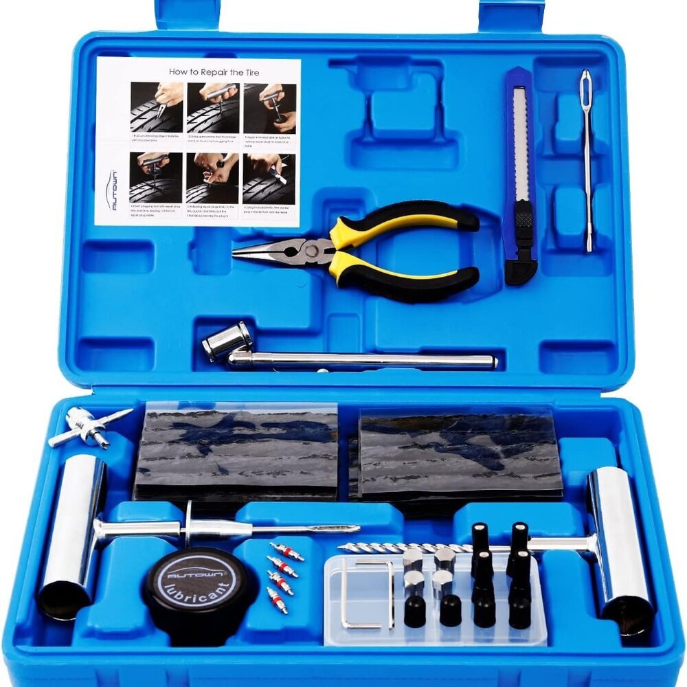 Tire Repair Kit - 68pcs Heavy Duty Tire Plug Kit, Universal Tire Repair Tools to